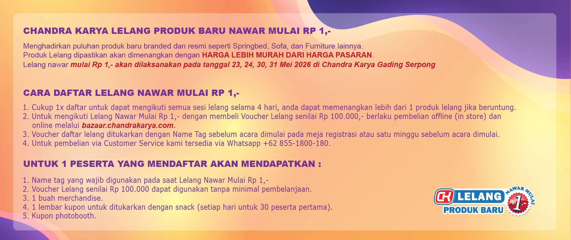 Registrasi Bazaar Chandra Karya